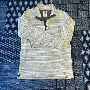 Relwen heathered gray button mock neck pullover